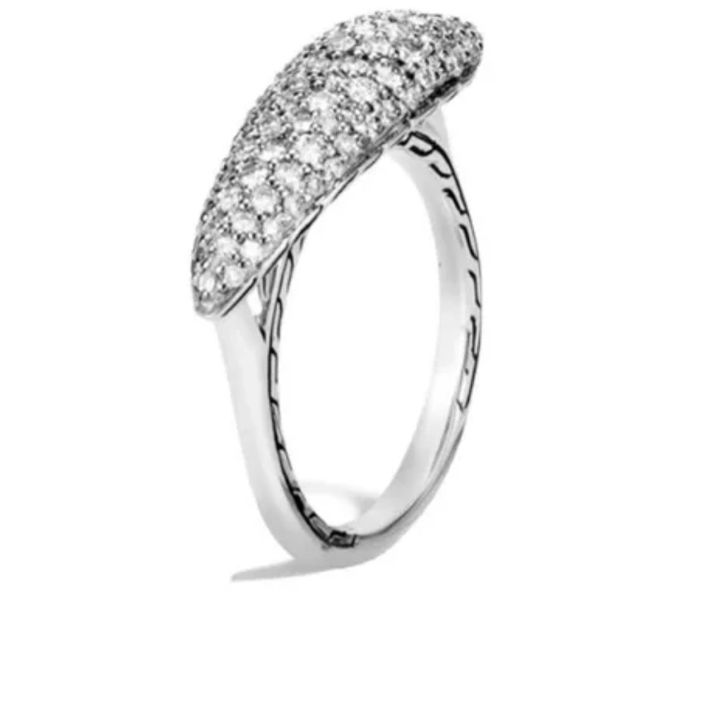 John Hardy .50 Carat Genuine Diamond Sterling Silver Classic Chain Ring Size 6